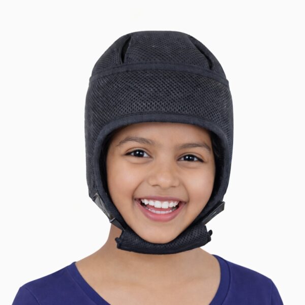 Child wearing DazzleSafe protective helmet