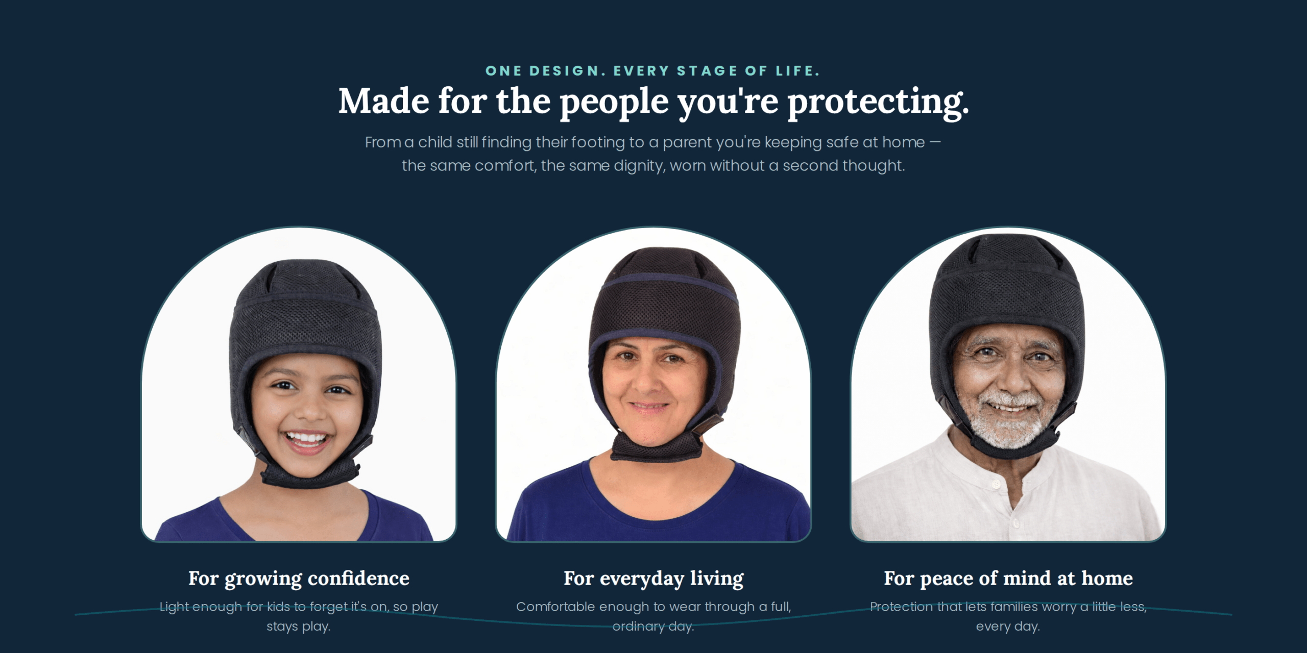 DazzleSafe worn across every stage of life — child, adult, and elderly parent
